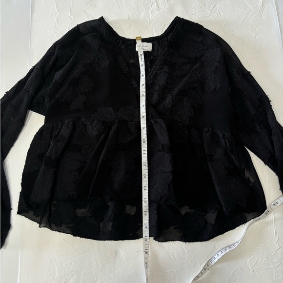 Aritzia Wilfred Peplum Sheer Jacquard Crossover Front Blouse - Picture 9 of 9